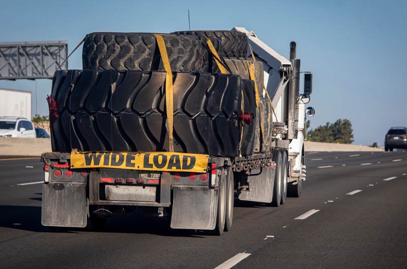Large equipment tires being hauled as oversized load in West Texas, in the Lubbock and Amarillo areas.